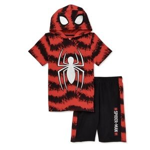 Spiderman Boys Cosplay Hooded Top & Shorts 2 piece Outfit Set